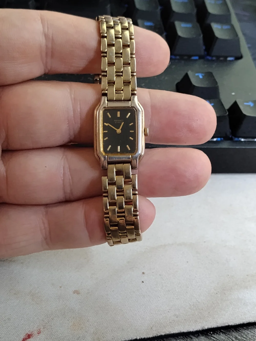Seiko Gold-Tone Bracelet Watch with Black Dial